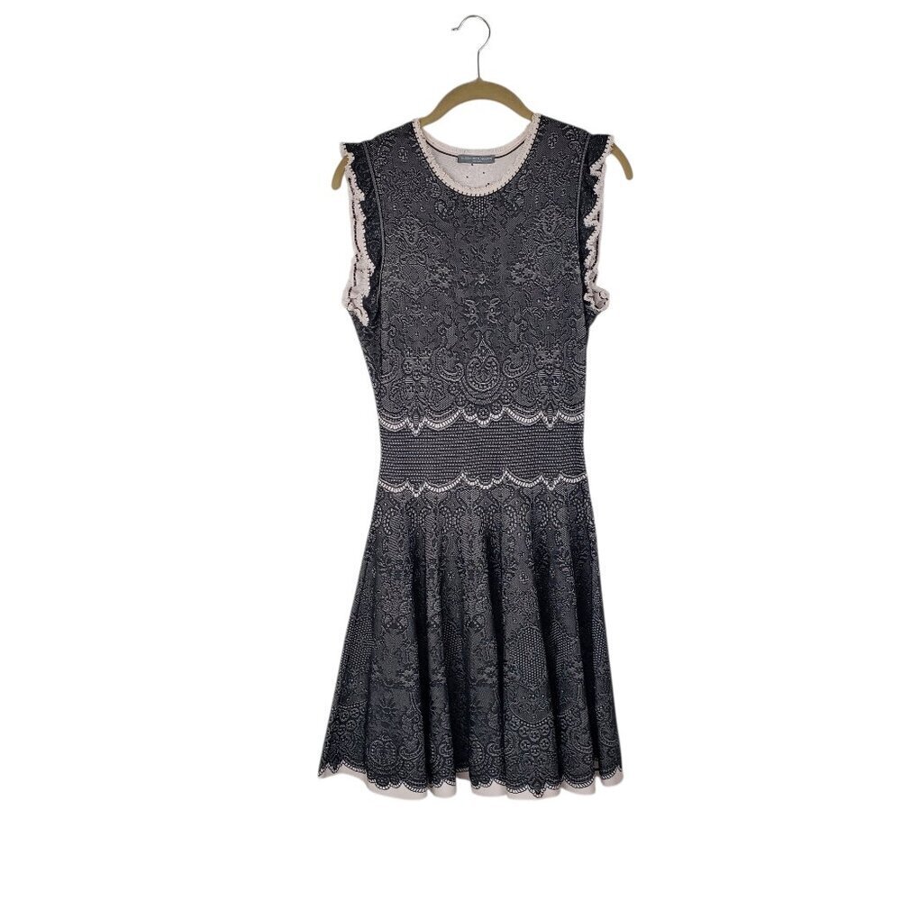 Alexander McQueen Lace Look Jacquard Knit Fit and Flare Dress Womens Medium - Picture 1 of 12